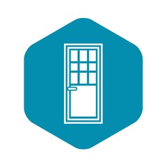 Wooden door with glass icon in simple style isolated vector illustration