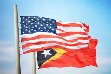 Flags of the USA and East Timor