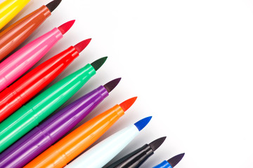  colored markers close-up. markers