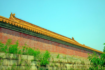 Chinese ancient architectural landscape, Yellow glazed tile roof