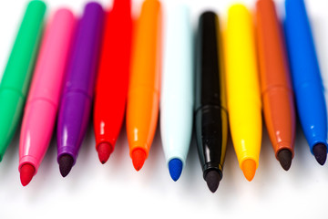  colored markers close-up. markers