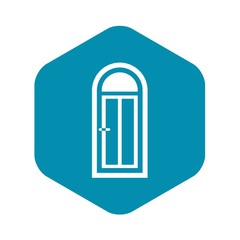 Arched wooden door with glass icon in simple style isolated vector illustration