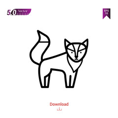 Outline wolf icon. wolf icon vector isolated on white background. forest-animals. Graphic design, mobile application, icons 2019 year, user interface. Editable stroke. EPS10 format