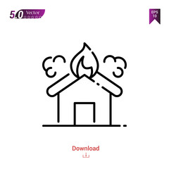 Outline house icon. house icon vector isolated on white background.disaster. Graphic design, mobile application, icons 2019 year, user interface. Editable stroke. EPS10 format