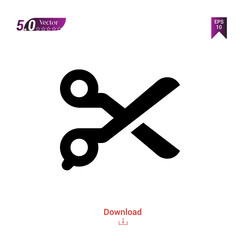 Outline black scissors icon. scissors icon vector isolated on white background. Graphic design, mobile application, icons 2019 year, user interface. Editable stroke. EPS 10 format