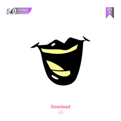 Outline black Cartoon-mouths. Idea icon vector isolated on white background. Graphic design, mobile application, icons 2019 year, user interface. Editable stroke. EPS 10 format