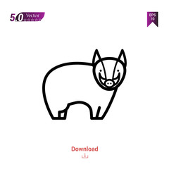 Outline hog icon. hog icon vector isolated on white background. forest-animals. Graphic design, mobile application, icons 2019 year, user interface. Editable stroke. EPS10 format