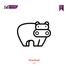 Outline hippopotamus icon. hippopotamus icon vector isolated on white background. forest-animals. Graphic design, mobile application, icons 2019 year, user interface. Editable stroke. EPS10 format