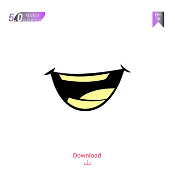 Outline black Cartoon-mouths. Idea icon vector isolated on white background. Graphic design, mobile application, icons 2019 year, user interface. Editable stroke. EPS 10 format