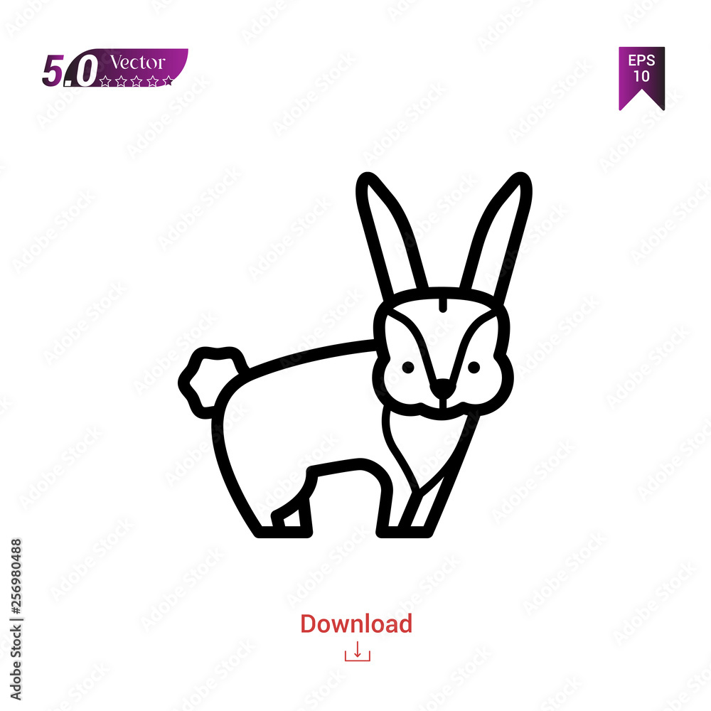 Poster Outline rabbit  icon. rabbit icon vector isolated on white background. forest-animals. Graphic design, mobile application, icons 2019 year, user interface. Editable stroke. EPS10 format