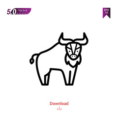 Outline buffalo icon. buffalo icon vector isolated on white background. forest-animals. Graphic design, mobile application, icons 2019 year, user interface. Editable stroke. EPS10 format