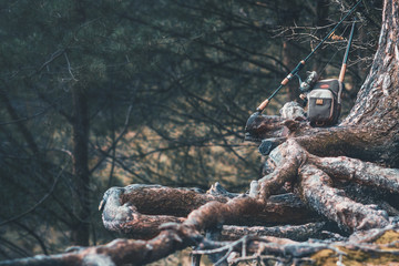 Fishing gear on the river bank