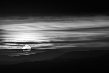 Beautiful sunset over mountains layers in Umbria (Italy)