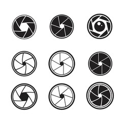 Camera shutter icons set