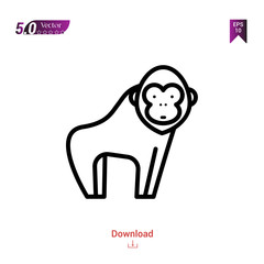 Outline gorilla icon. gorilla icon vector isolated on white background. forest-animals. Graphic design, mobile application, icons 2019 year, user interface. Editable stroke. EPS10 format
