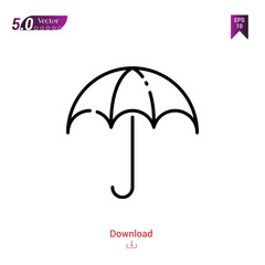 Outline umbrella icon. umbrella icon vector isolated on white background.disaster. Graphic design, mobile application, icons 2019 year, user interface. Editable stroke. EPS10 format