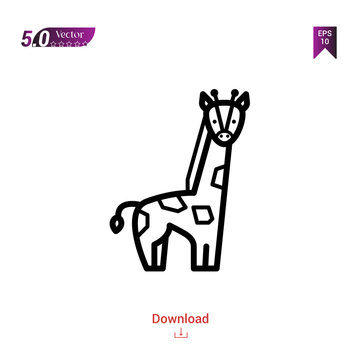 Outline giraffe icon. giraffe icon vector isolated on white background. forest-animals. Graphic design, mobile application, icons 2019 year, user interface. Editable stroke. EPS10 format