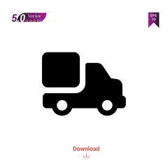 Outline black truck icon. truck icon vector isolated on white background. Graphic design, mobile application, icons 2019 year, user interface. Editable stroke. EPS 10 format
