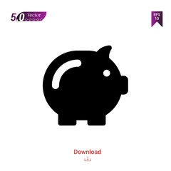 Outline black piggy-bank icon. piggy-bank icon vector isolated on white background. Graphic design, mobile application, icons 2019 year, user interface. Editable stroke. EPS 10 format