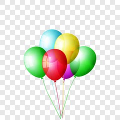 Realistic color balloons set, isolated on transparent background.