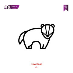 Outline badger icon. badger icon vector isolated on white background. forest-animals. Graphic design, mobile application, icons 2019 year, user interface. Editable stroke. EPS10 format