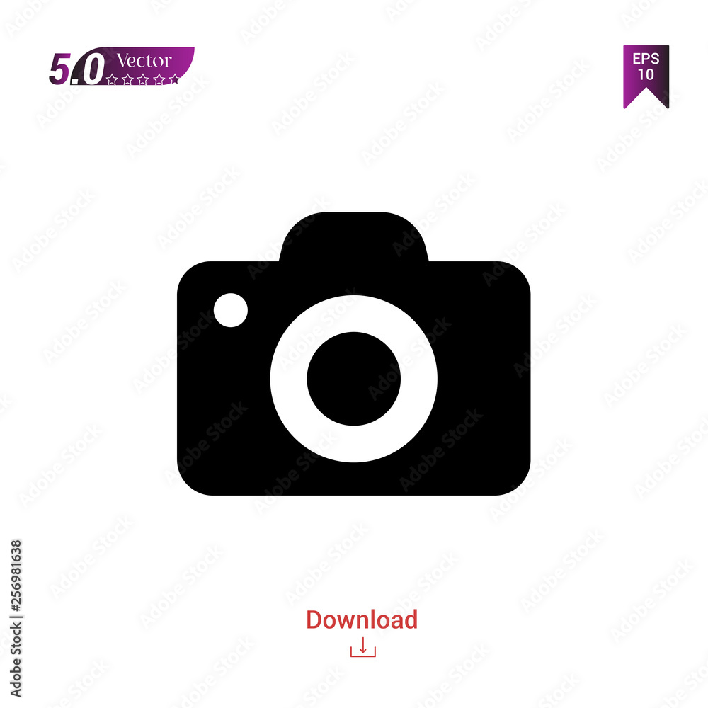 Poster outline black photo-camera icon. photo-camera icon vector isolated on white background. graphic desi