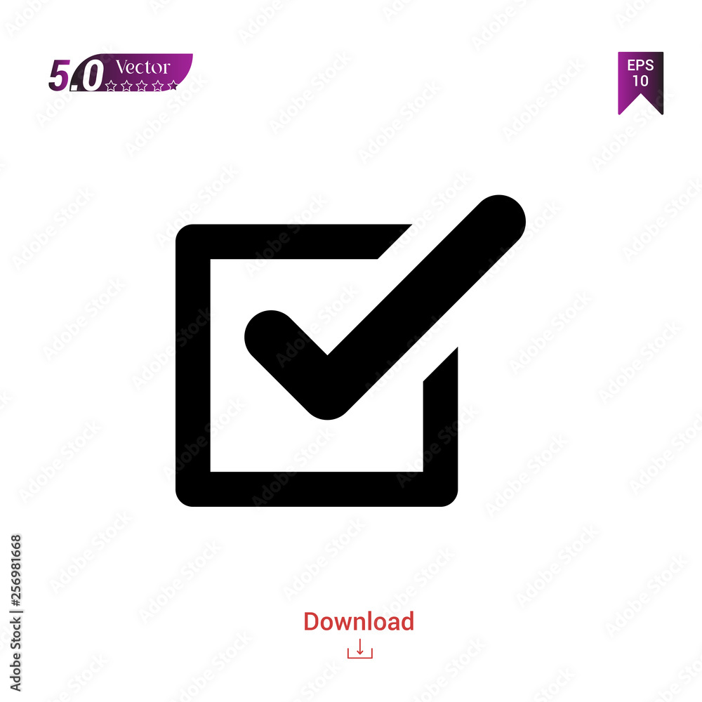 Poster outline black tick icon. tick icon vector isolated on white background. graphic design, mobile appli