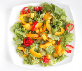 Fresh vegetable salad on white background