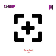 Obraz premium Outline black focus icon. focus icon vector isolated on white background. Graphic design, mobile application, icons 2019 year, user interface. Editable stroke. EPS 10 format