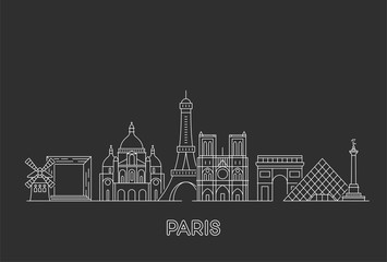 Fototapeta premium Paris vector skyline.