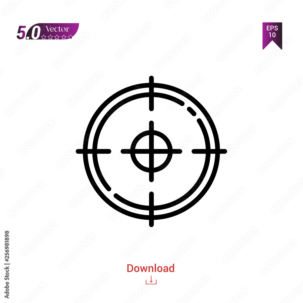 Poster Outline Black target icon. target icon vector isolated on white background. management. Graphic design, mobile application, logo, user interface. EPS 10 format vector