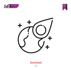 Outline meteorite icon. meteorite icon vector isolated on white background.disaster. Graphic design, mobile application, icons 2019 year, user interface. Editable stroke. EPS10 format