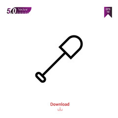 Outline shovel icon. shovel  icon vector isolated on white background.adventure . Graphic design, mobile application,icons 2019 year, user interface. Editable stroke. EPS10 format