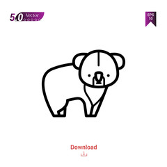 Outline koala icon. koala icon vector isolated on white background. forest-animals. Graphic design, mobile application, icons 2019 year, user interface. Editable stroke. EPS10 format