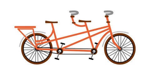 Bike tandem orange. Vector illustration. Flat style