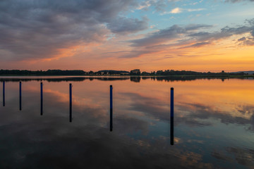 Lake in Sellin at sunset in Ruegen, Germany