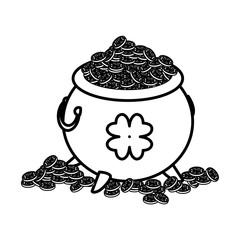 saint patrick cauldron with treasure coins