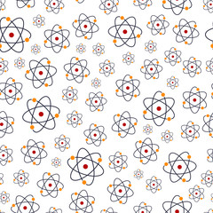 Seamless chemical pattern with atom icons