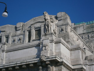 The architecture of the central station in Milan