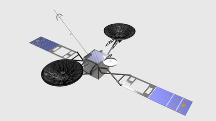 Satellite TDRS (Tracking and Data Relay Satellite) utilizzato dalla NASA per comunicare con altri satelliti e con la Stazione Spaziale Internazionale, 3D rendering