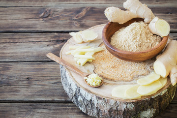 ginger on old wooden background