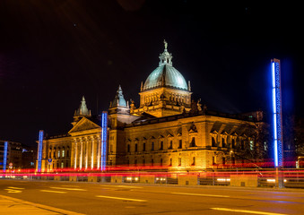 Bundesverwaltungsgericht in Leipzig bei Nacht