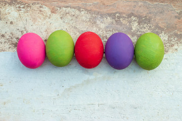 Close up of colorful Easter eggs