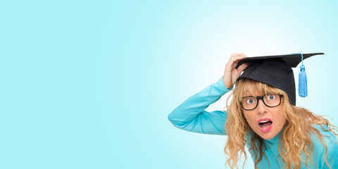 isolated student with graduation cap