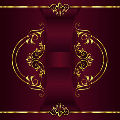 Vintage background with golden lace ornaments and art deco floral decorative elements