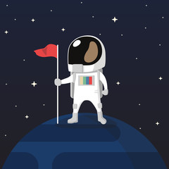 astronaut with planet background vector