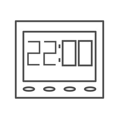electronic clock icon. vector outline illustration on white background.