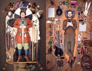 Ancient Viking and modern hipster. A lot of stuff everyday use. Stylish in appearance