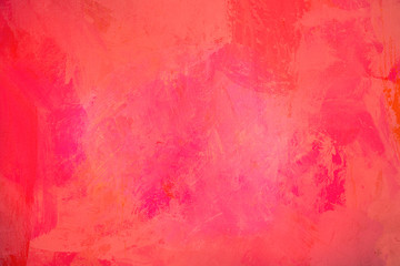 The abstract bright red surface has a brush painted on the background for graphic design.   