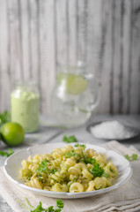 Fresh semolina pasta with pesto